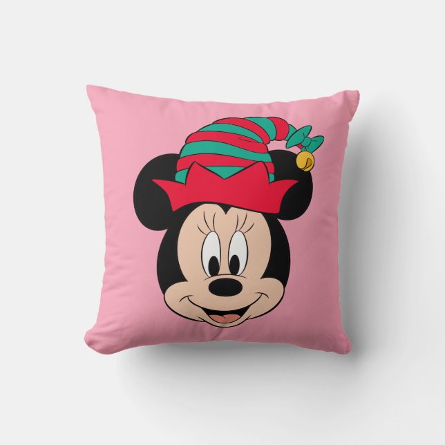 Minnie Mouse | Christmas Elf Hat Throw Pillow (Front)