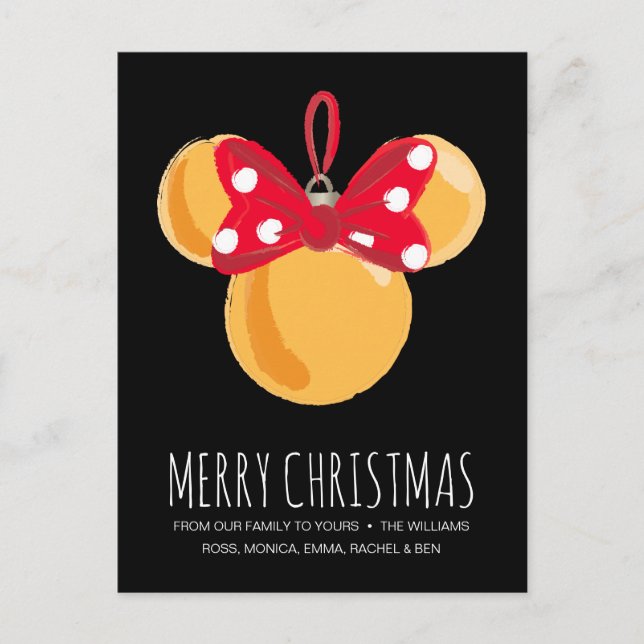 Minnie Mouse Christmas Ornament Holiday Postcard (Front)