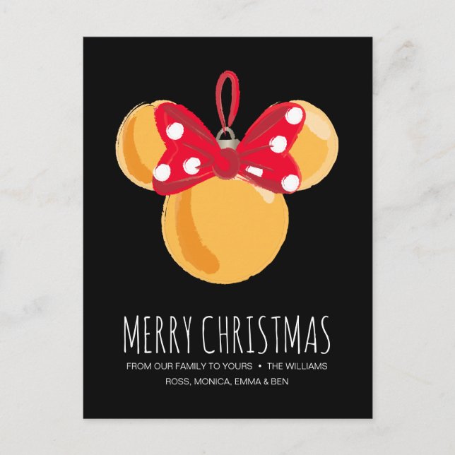 Minnie Mouse Christmas Ornament Holiday Postcard (Front)