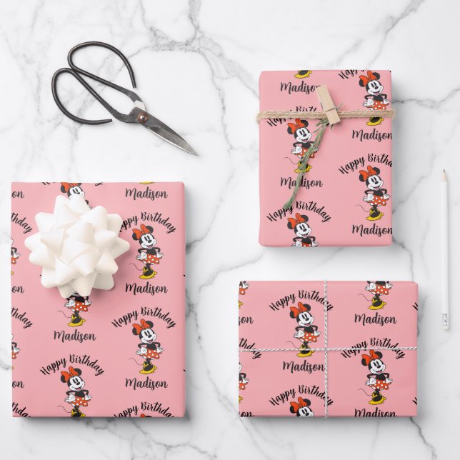 Minnie Mouse Classic Hands on Hips Pose Wrapping Paper Sheet (Front)