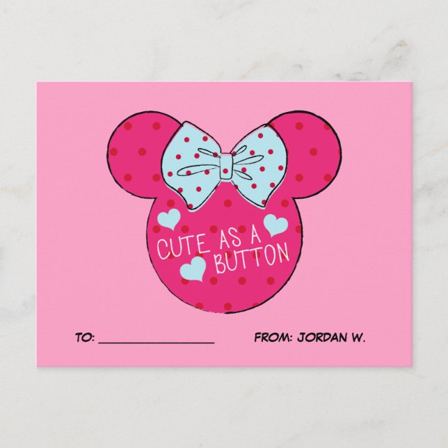 Minnie Mouse | Cute as a Button Holiday Postcard (Front)