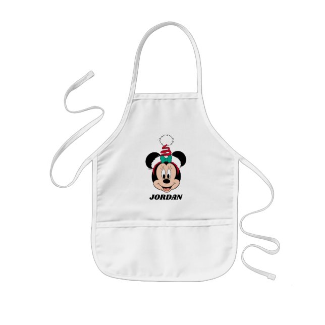 Minnie Mouse | Cute Christmas Hat Kids Apron (Front)