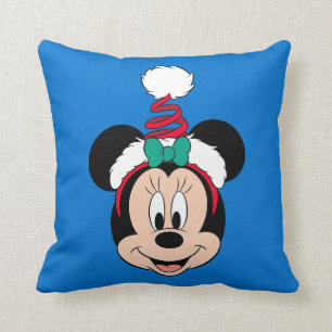 Minnie Mouse   Cute Christmas Hat Throw Pillow