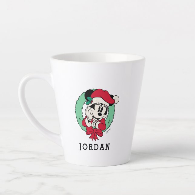 Minnie Mouse | Cute Holiday Wreath Latte Mug (Left)