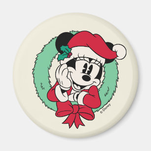 Minnie Mouse Cute Holiday Wreath Magnet