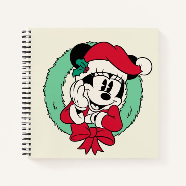Minnie Mouse | Cute Holiday Wreath Notebook (Front)