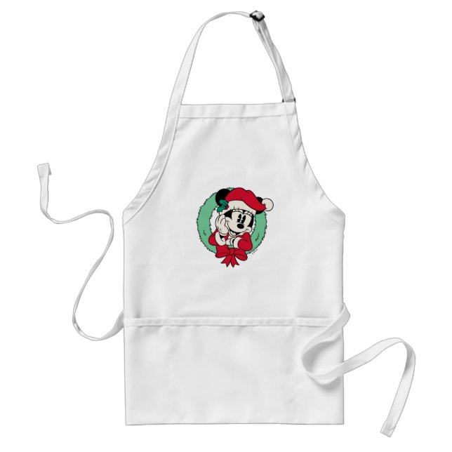 Minnie Mouse | Cute Holiday Wreath Standard Apron (Front)