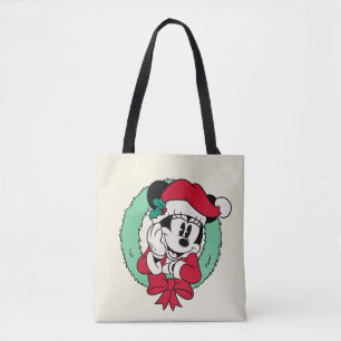 Minnie Mouse   Cute Holiday Wreath Tote Bag