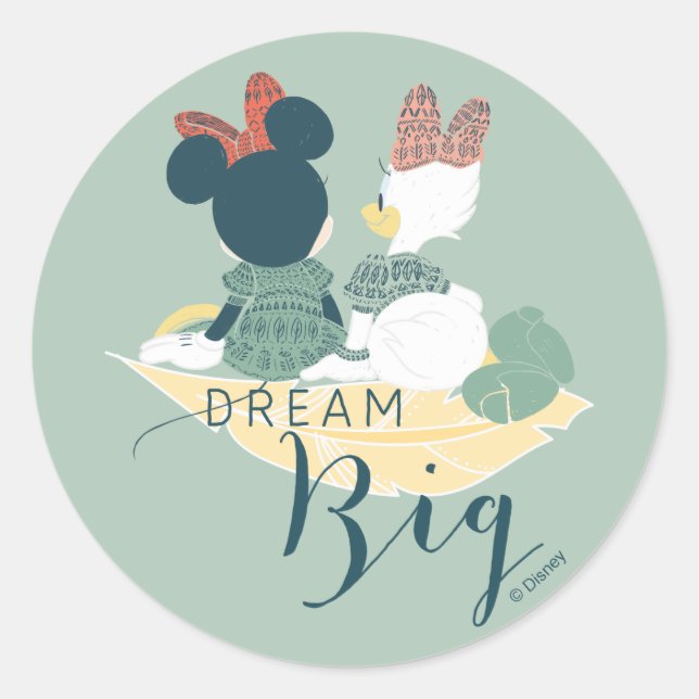Minnie Mouse & Daisy Duck | Dream Big Classic Round Sticker (Front)