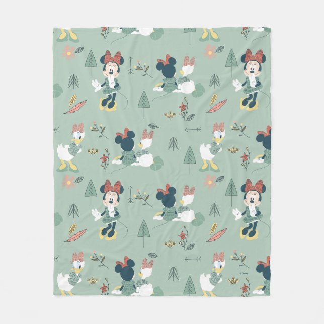 Minnie Mouse & Daisy Duck | Let's Get Away Pattern Fleece Blanket (Front)