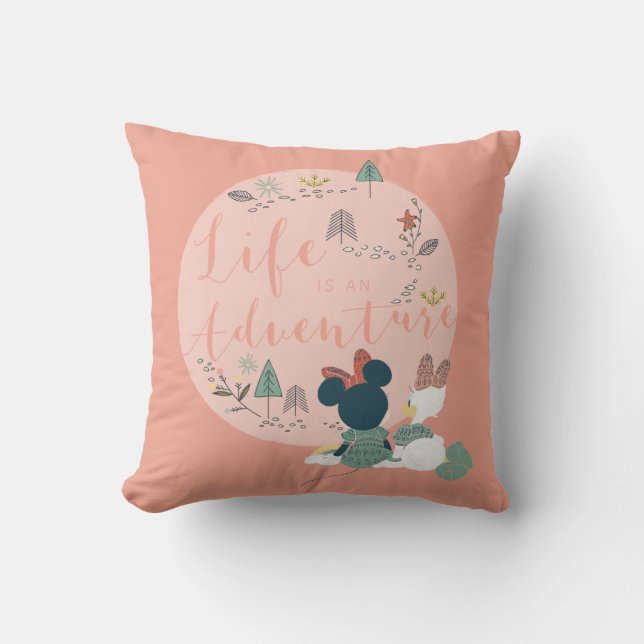 Minnie Mouse & Daisy Duck | Life is an Adventure Throw Pillow (Front)