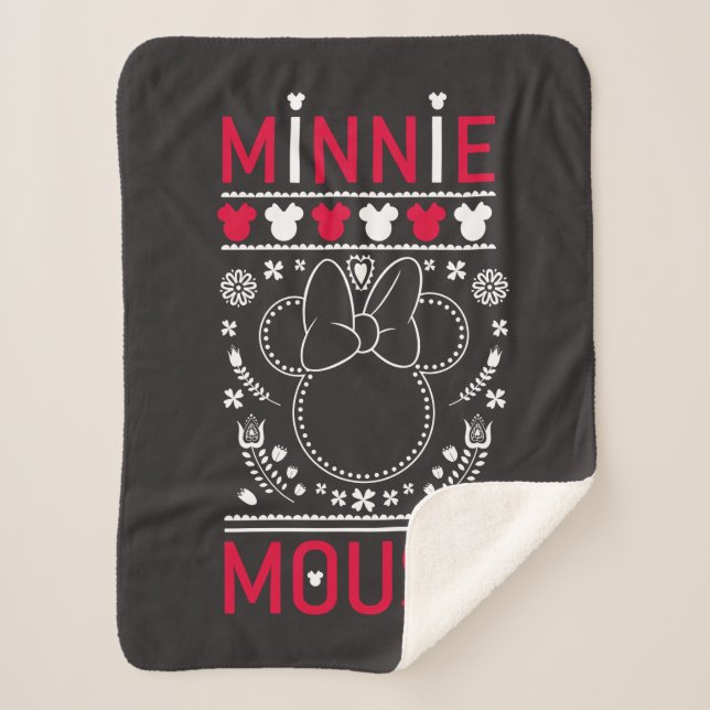 Minnie Mouse | Decoration Pattern Sherpa Blanket (Front)