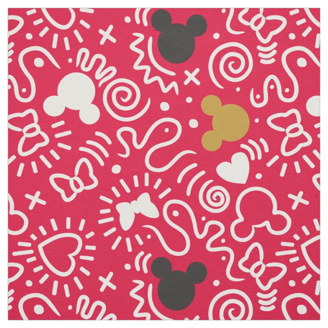 Minnie Mouse | Doodle Pattern Fabric (Swatch)