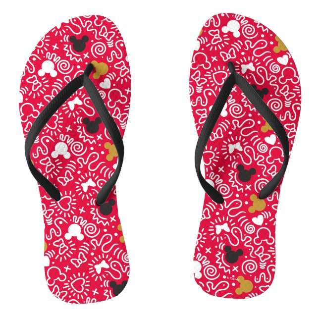 Minnie Mouse | Doodle Pattern Flip Flops (Footbed)