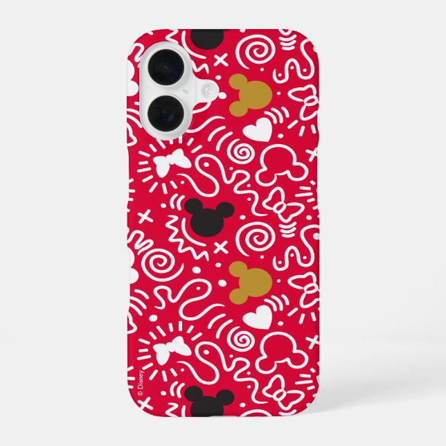 Minnie Mouse | Doodle Pattern iPhone 16 Case (Back)