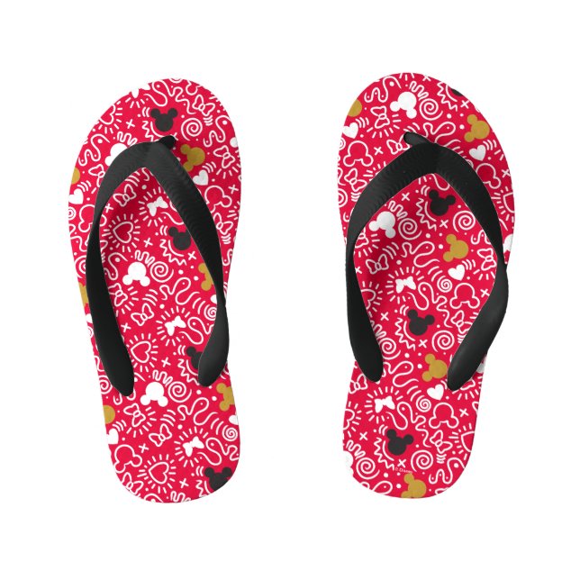 Minnie Mouse | Doodle Pattern Kid's Flip Flops (Footbed)
