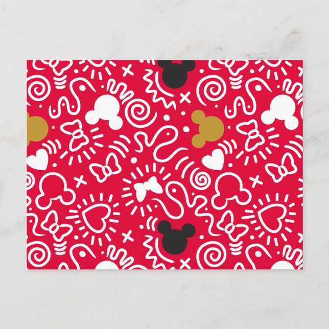 Minnie Mouse | Doodle Pattern Postcard (Front)