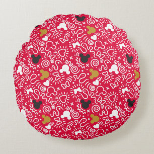 Minnie Mouse   Doodle Pattern Round Pillow