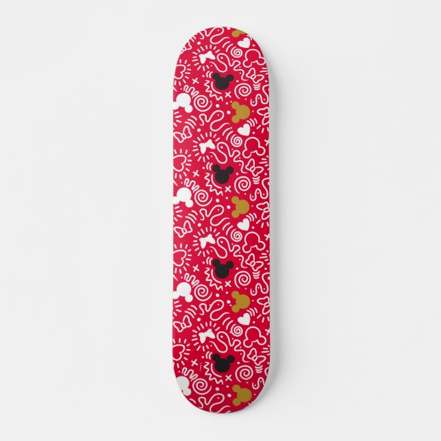 Minnie Mouse | Doodle Pattern Skateboard (Front)