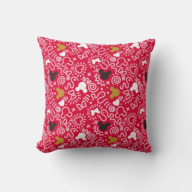 Minnie Mouse | Doodle Pattern Throw Pillow (Front)