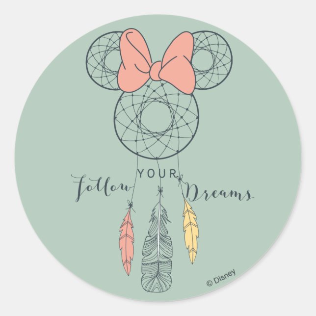 Minnie Mouse Dream Catcher | Follow Your Dreams Classic Round Sticker (Front)
