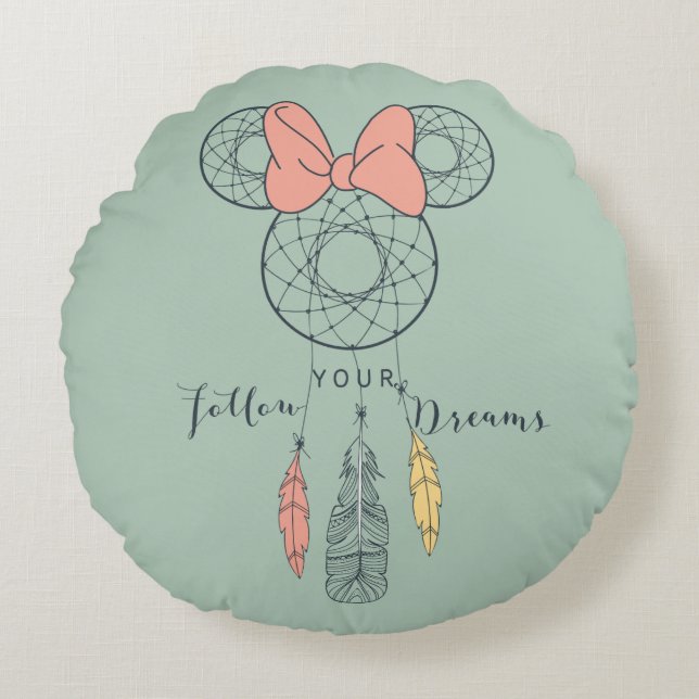 Minnie Mouse Dream Catcher | Follow Your Dreams Round Pillow (Front)