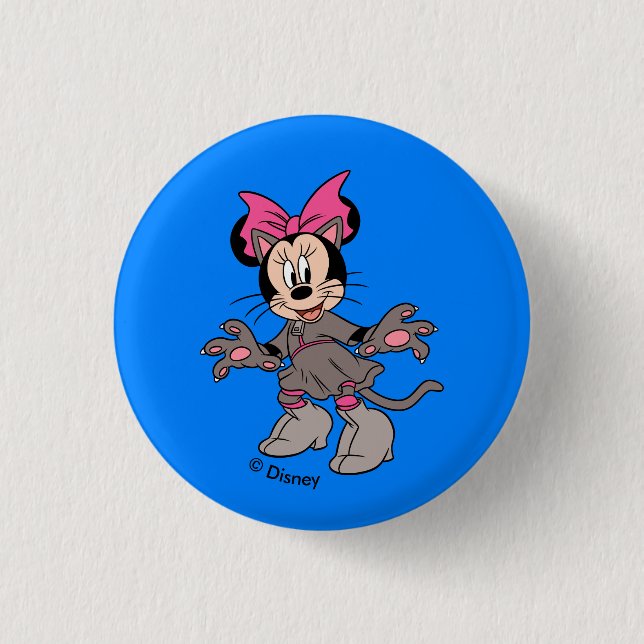 Minnie Mouse Dressed as Cute Cat 1 Inch Round Button (Front)