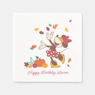Minnie Mouse Fall Harvest Pumpkin 1st Birthday Napkin