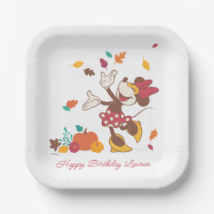 Minnie Mouse Fall Harvest Pumpkin 1st Birthday Paper Plate