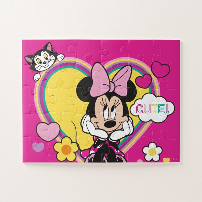 Minnie Mouse & Figaro Cutie Hearts Jigsaw Puzzle (Horizontal)
