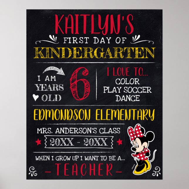 Minnie Mouse | First or Last Day of School Poster (Front)
