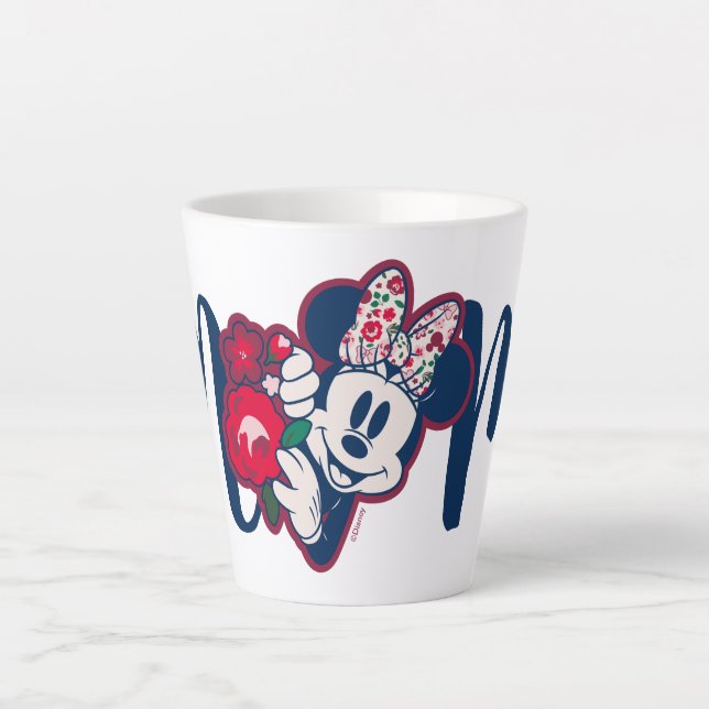 Minnie Mouse Floral Pattern - Happy Mother's Day Latte Mug (Front)