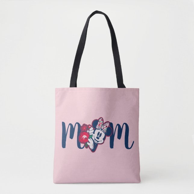 Minnie Mouse Floral Pattern - Happy Mother's Day Tote Bag (Front)