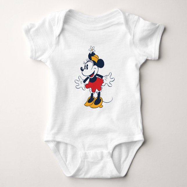 Minnie Mouse | Fun Flower Hat Pose Baby Bodysuit (Front)