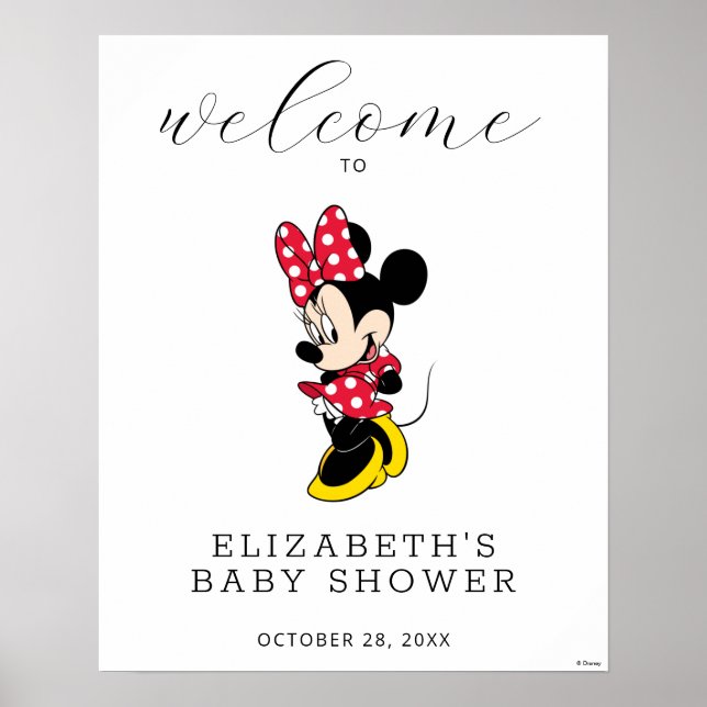 Minnie Mouse Girl Baby Shower Welcome Sign (Front)