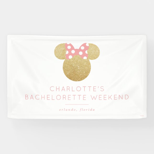 Minnie Mouse | Gold & Pink Bachelorette Banner (Horizontal)
