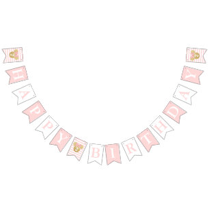 Minnie Mouse Gold & Pink Birthday Bunting Flags