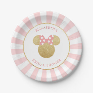 Minnie Mouse   Gold & Pink Bridal Shower Paper Plate