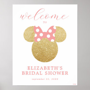 Minnie Mouse   Gold & Pink Bridal Shower Welcome Poster