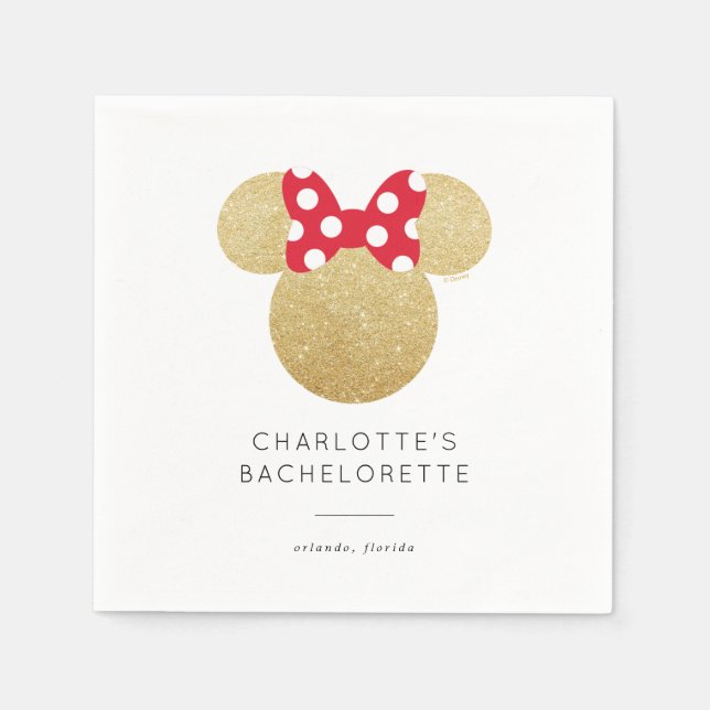 Minnie Mouse | Gold & Red Bachelorette Napkin (Front)