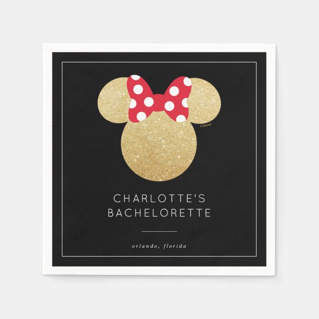 Minnie Mouse | Gold & Red Bachelorette Napkin (Front)