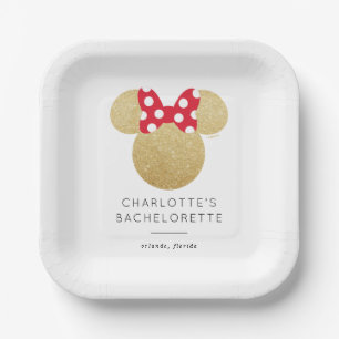 Minnie Mouse   Gold & Red Bachelorette Paper Plate