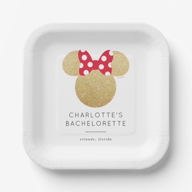 Minnie Mouse | Gold & Red Bachelorette Paper Plate (Front)