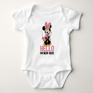 Minnie Mouse   Hello I'm New Here Baby Bodysuit
