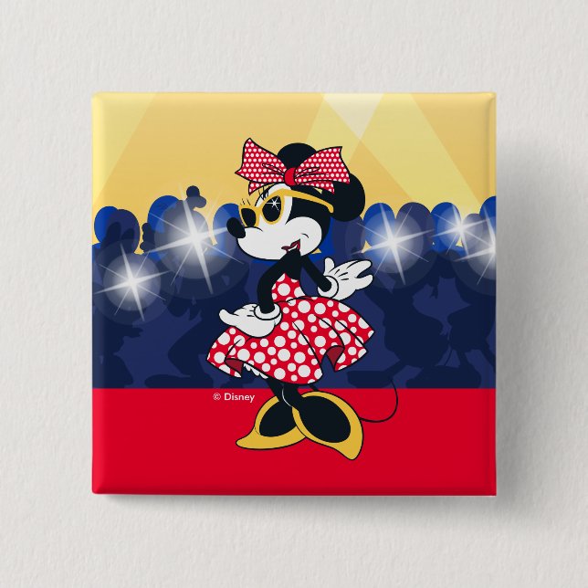Minnie Mouse | Hollywood's Leading Lady 2 Inch Square Button (Front)