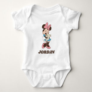 Minnie Mouse Hugs cute Easter Bunny Baby Bodysuit