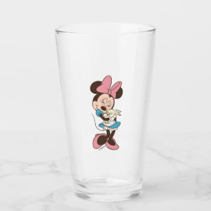 Minnie Mouse Hugs cute Easter Bunny Glass