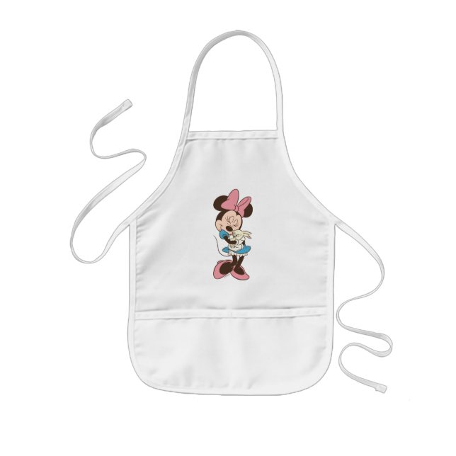 Minnie Mouse Hugs cute Easter Bunny Kids Apron (Front)