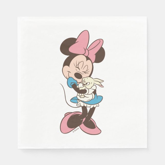 Minnie Mouse Hugs cute Easter Bunny Napkin (Front)