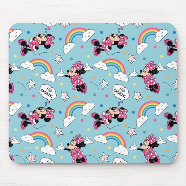 Minnie Mouse | I Love Rainbows Pattern Mouse Pad (Front)